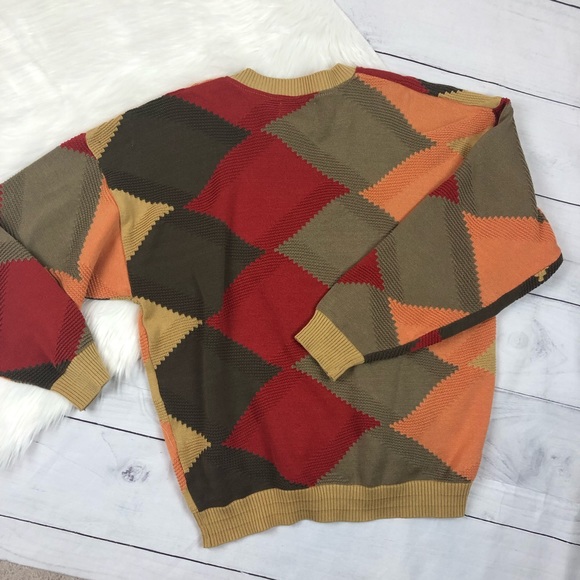 Vintage Tundra Coogie Style Sweater Pull Over Color Block Medium Crew - Picture 5 of 6